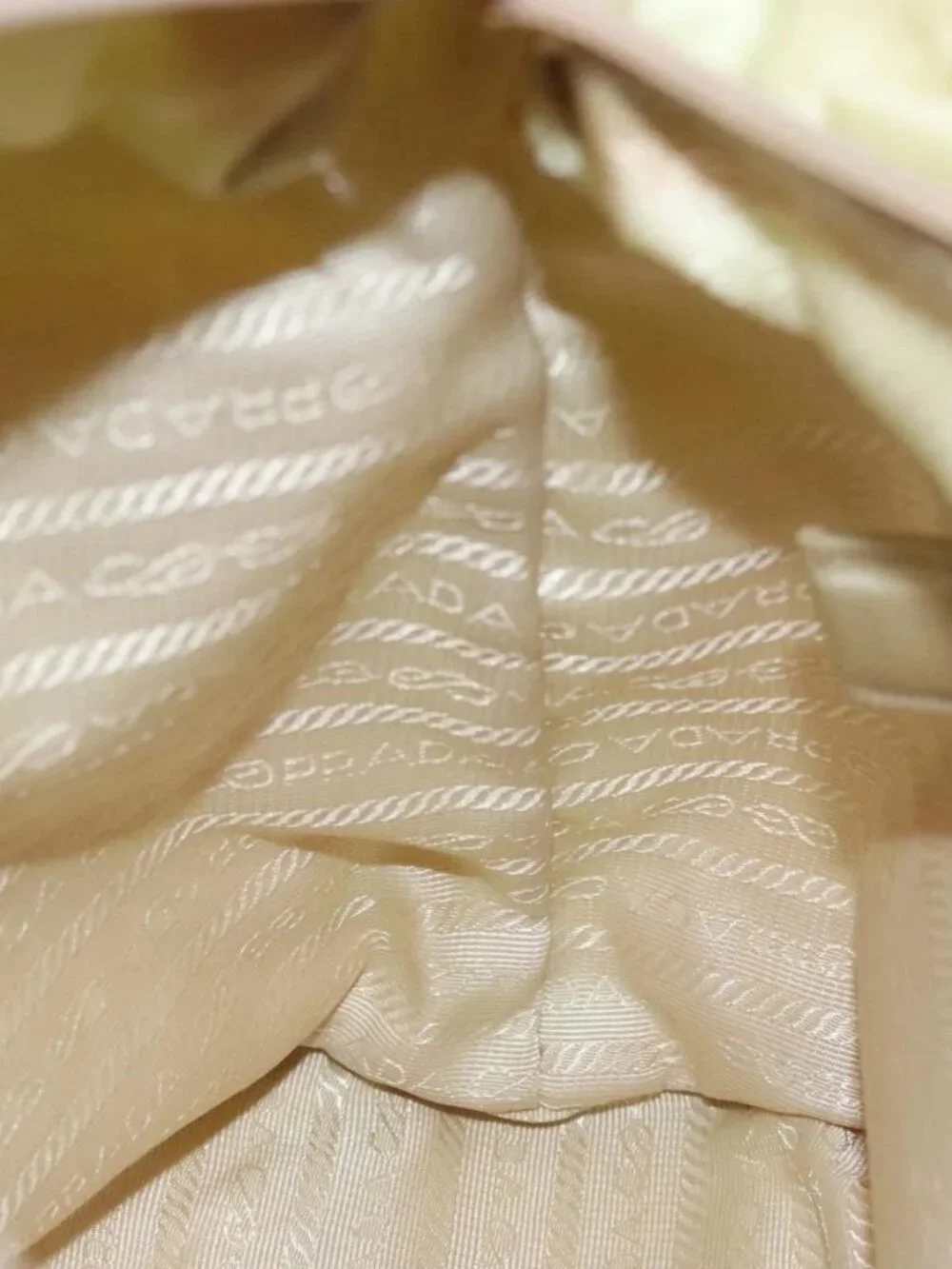 PRADA Hand Bag Nylon Beige Auth bs21346
